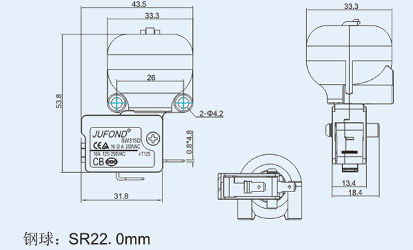 SW315D系列微動開關(guān)17-2尺寸圖